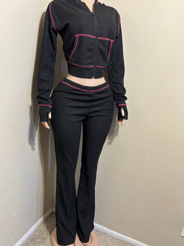 Thermal hoodie flare pants set