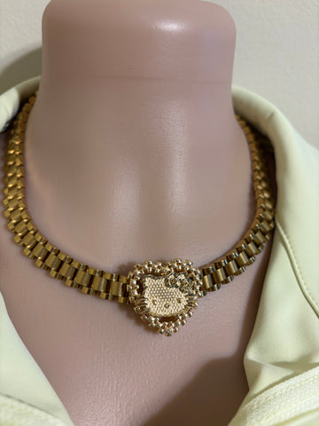 Hk Heart Chain Necklace